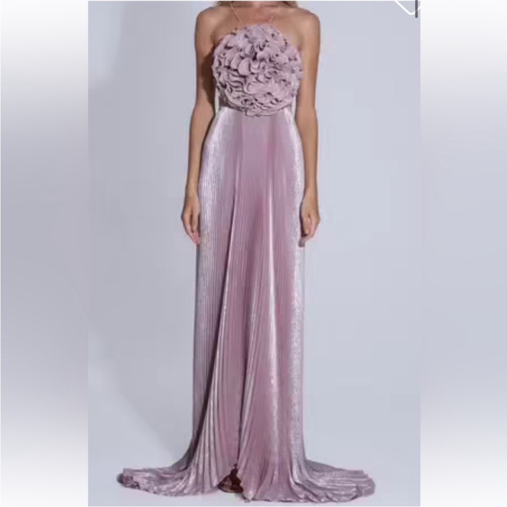 Elegant Pink Pleated Gown - Picture 3 of 3